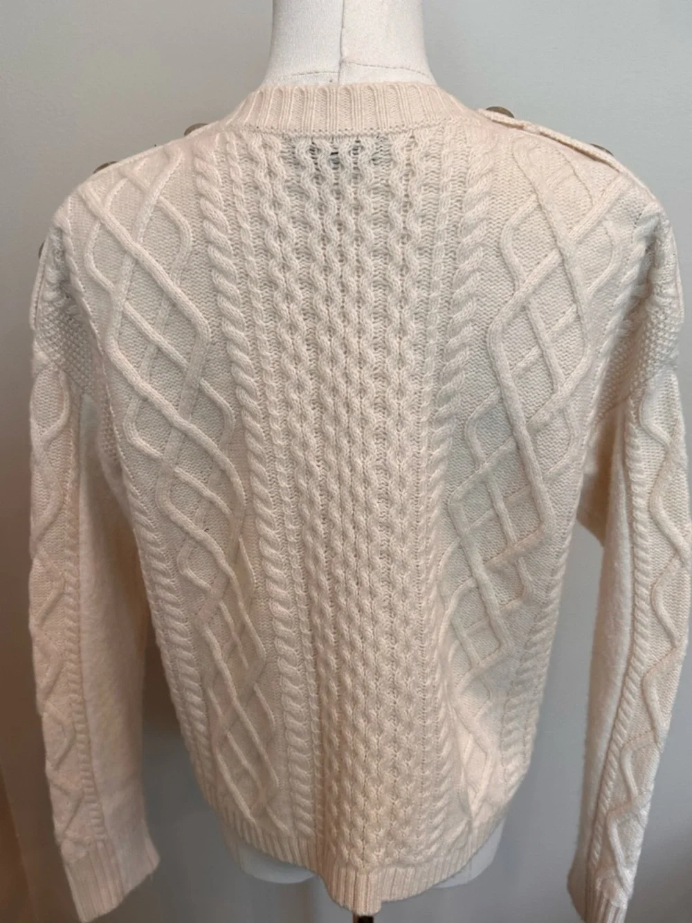 J.Crew Cable Knit Button Shoulder Sweater Lambswool Alpaca Blend Size S
